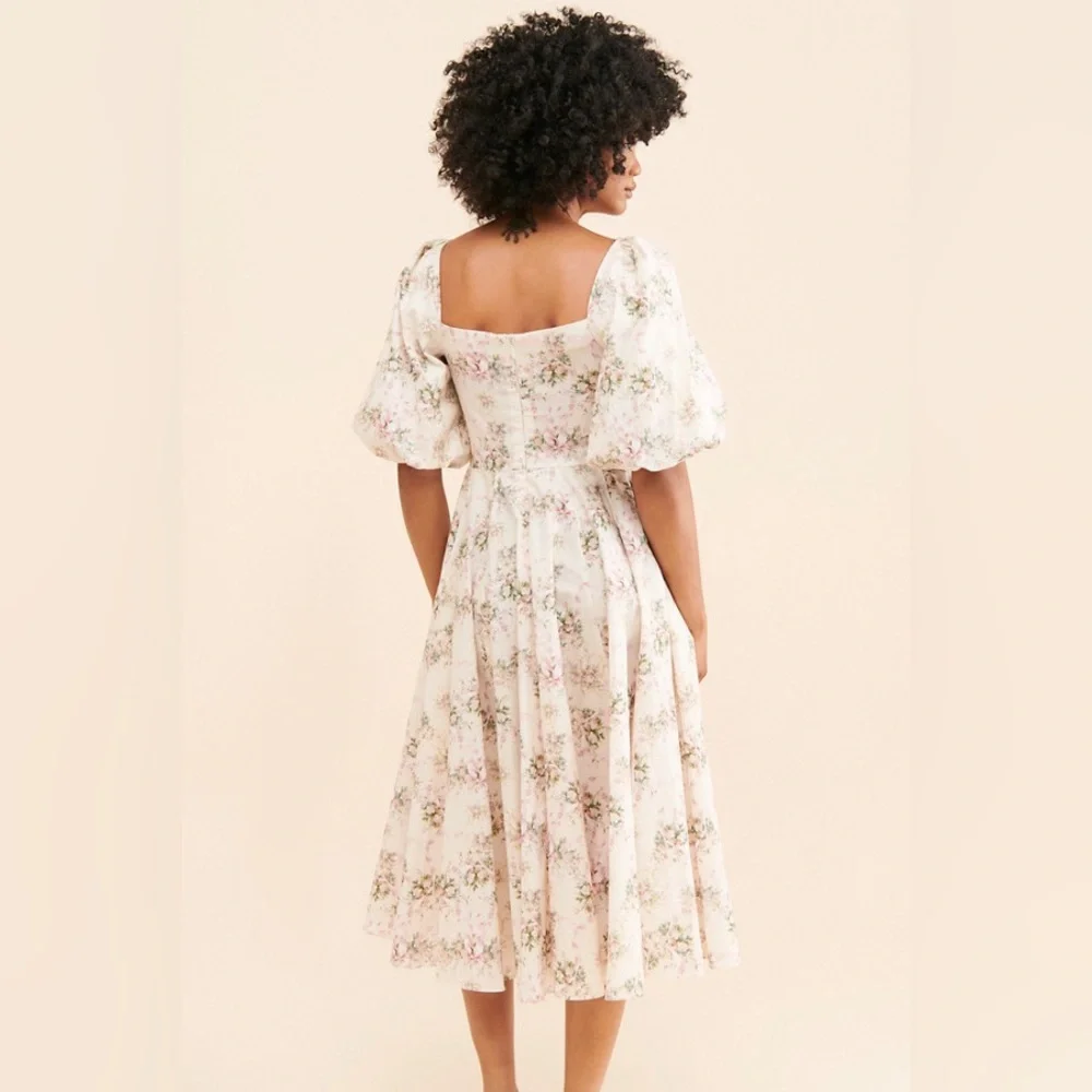 Selkie Cream Floral Midi Dress - Picture 2 of 11
